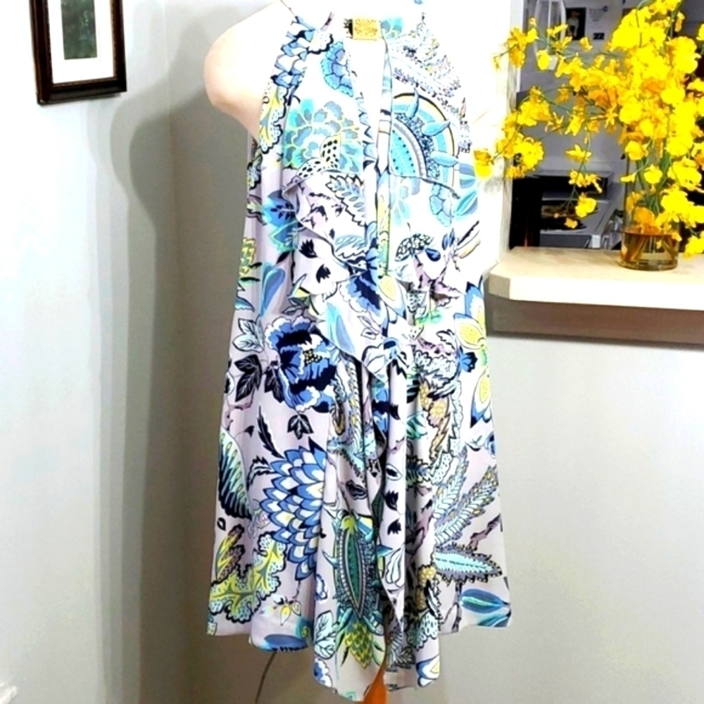 BIBA. DRESS, Size 14.‎ Key hole in front and back. Gold hardware. Ruffle …
